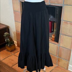 Bryn Walker Black Ruffle Bottom Wide Leg Pants, size M
